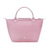 Longchamp Borsa Tote Le Pliage Green con Ferramenta in Metallo Argentato in Pelle Piccola Rosa da Donna 1621919P75