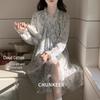2026 Spring Cloud Cotton Long Sleeve Tie-Up Nightgown - Sweet, Cute, Comfortable Women's Loungewear