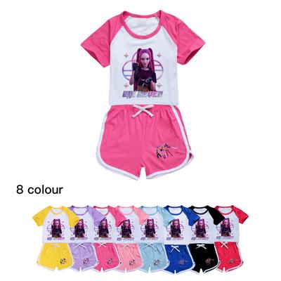5224 Kinderen Meisjes POP Rumi Zoey Mira Print T-shirt Korte Broek Sport Trainingspak Kleding Set
