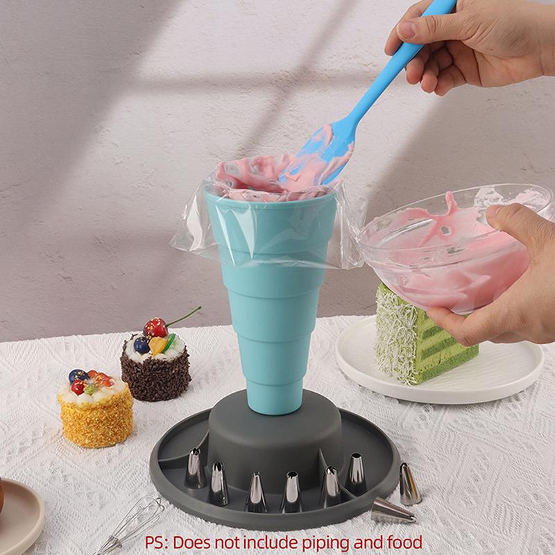 Rejilla Retráctil para Mangas Pasteleras Soporte para Mangas Pasteleras Para Llenado Fácil Soporte para Mangas de Glaseado Boquillas Puntas de Decoración Soporte