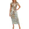 Women's Fashion Casual Print Round Neck Short Sleeve Long Dress