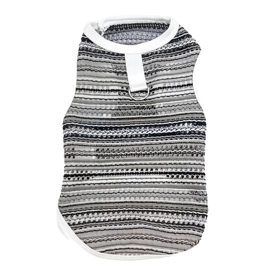 

Полосатая майка для питомца Весна Лето Ажурная безрукавка с D-кольцом Одежда для собак и кошек мелких пород Дышащий костюм для питомца Комплект одежды S