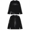 Mens Long Sleeve T-Shirt Casual Vintage Print Loose Fit Streetwear Unisex Cotton Blend