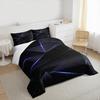 Dark Abstract Geometric Polygon Bedding set (1 duvet cover, 2 pillowcases, duvet not included), Blue Glowing Line Modern Art Print