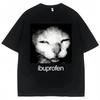 Funny Ibuprofen Cat Meme Tshirt Vintage Graphic Print Short Sleeve Unisex Unisex Casual Humor Streetwear Top