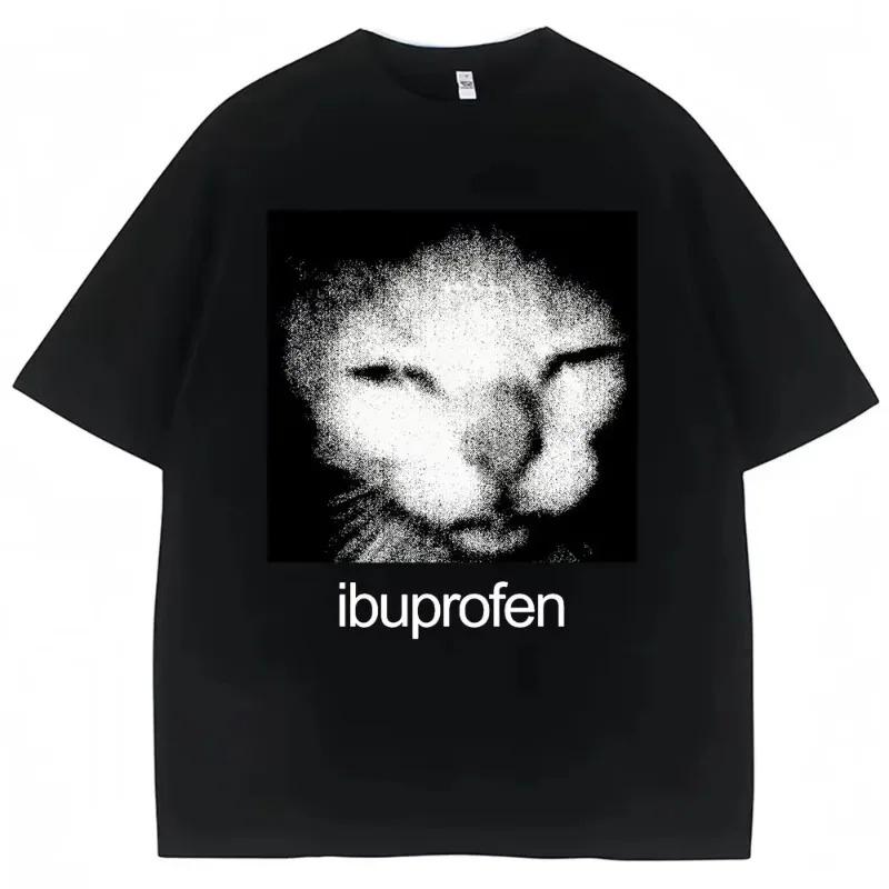 Funny Ibuprofen Cat Meme Tshirt Vintage Graphic Print Short Sleeve Unisex Unisex Casual Humor Streetwear Top
