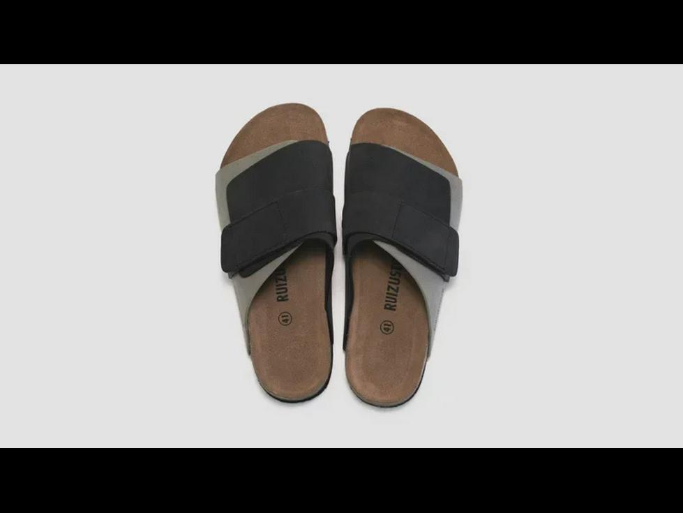 RUIZUSTOCK Pánské korkové pantofle: Podzimní a letní plážové sandály, voděodolný nubuk