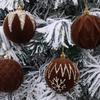 4pcs 8cm Velvet Christmas Ball Pendant Flocked Xmas Gift Balls Xmas Ball Ornaments  Hotel Mall