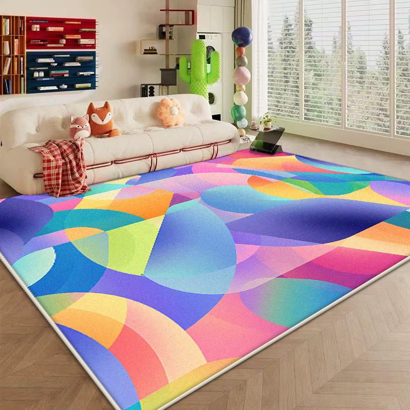 Modern Colored Non-slip Carpet Abstract Decoration Large Area Living Room Rugs Washable Bedroom Bedside Fluffy Plush Mat Lounge