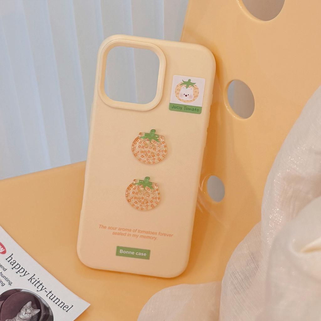 3D Tomato Button Case for iPhone 16, Suitable for 15 Pro Max, Apple Phone Case, 14 Silicone, 13 Soft Case, 17