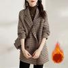 Hahnentritt Wollmantel für den Winter Aktualisiert Vielseitig Warm Anzugkragen Langarmjacke für Damen