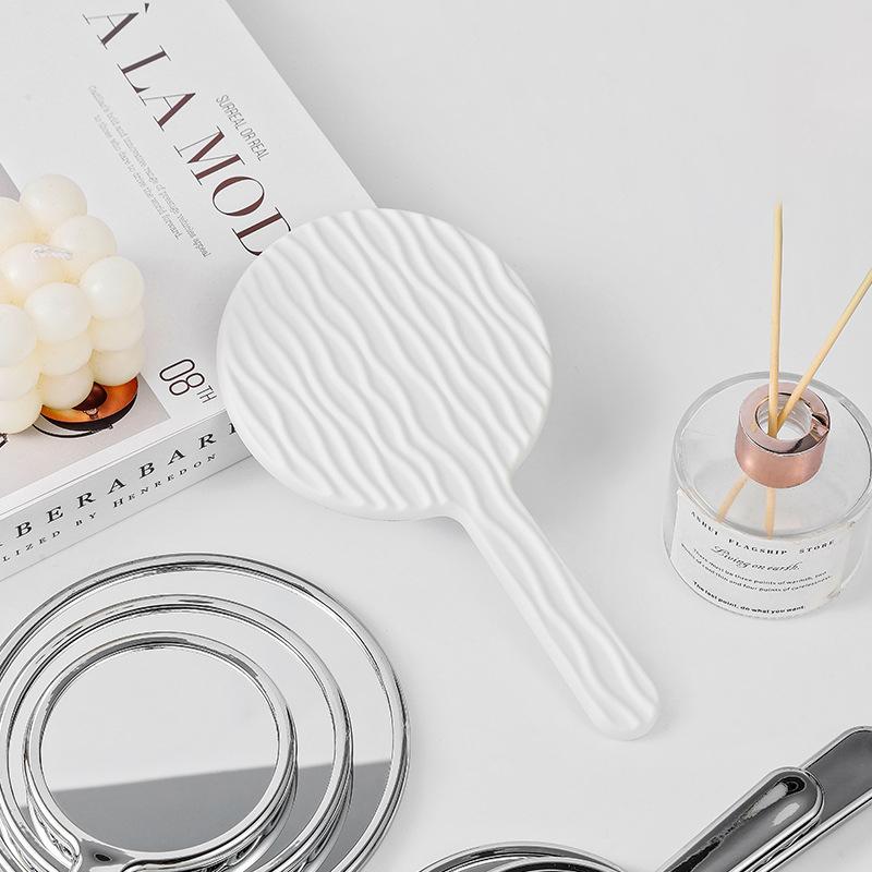 Kulaté Zrcátko Mini HD Zrcátko s Rukojeťí na Make-up Cestovní Přenosné Ruční Zrcátko pro Ženy Kosmetické Zrcátko na Make-up