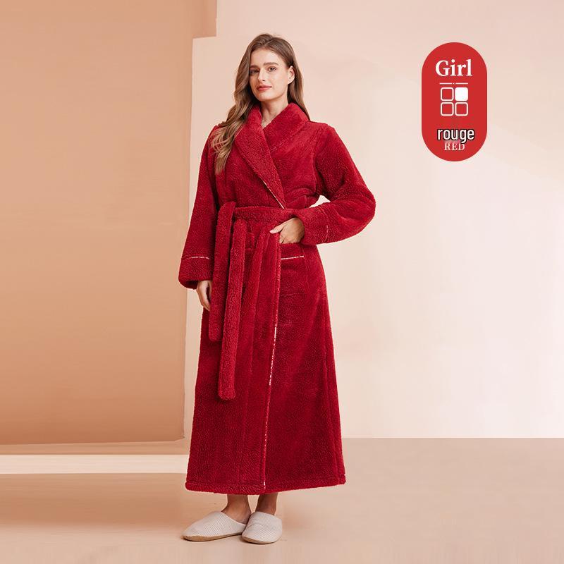 Mens & Womens Luxurious Extra Long Fleece Bathrobe - Thick, Plush, Plus Size Autumn/Winter Pajamas for Couples