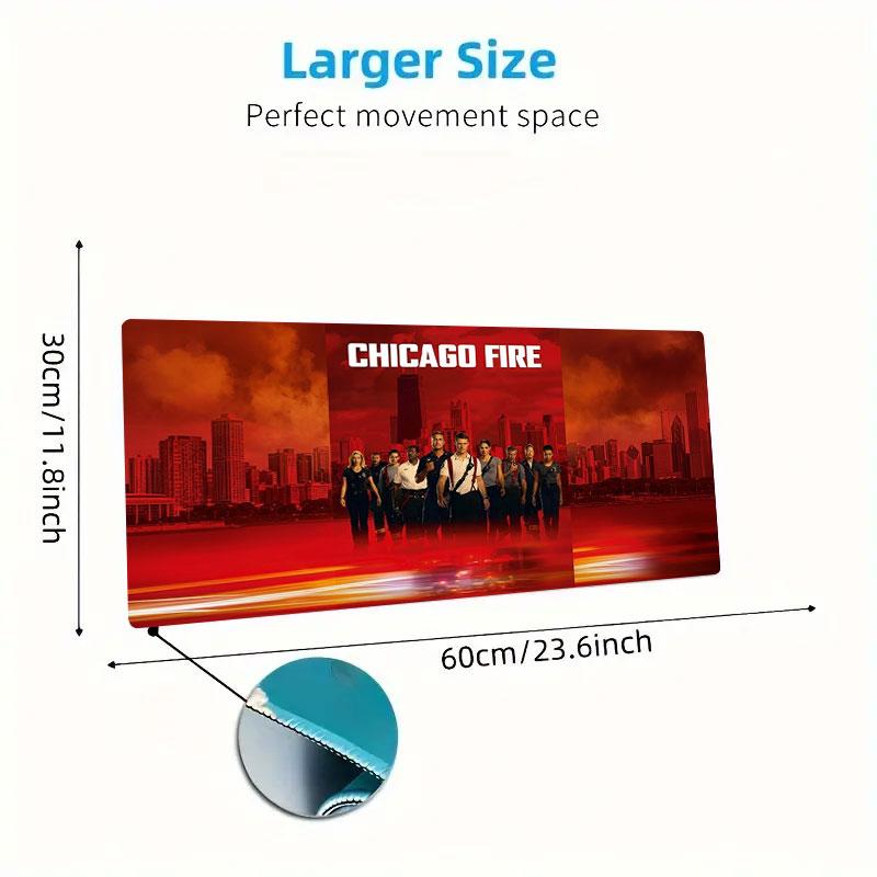 Chicago Fire Large Size Mouse Pad Large Gaming Table Cushion Nonslip Laptop Tablet Big Mousepad Xxl Mat Mini Pc Playmat With Lock Edge