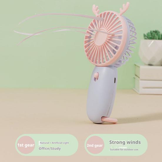 Animal Horn Mini Handheld Fan with Hanging Loop Speed Adjustable Cat Ears Cooling Fan Quiet Summer Travel Outdoor Portable Personal Fan