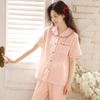 Summer pajamas women's pure cotton cotton yarn sweet high-tech embroidered women's doll collar can be worn outside short-sleeved trousers set 19