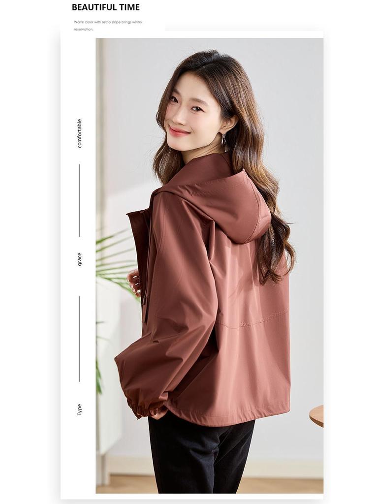 2025 Women's Petite Casual Loose Hooded Jacket - Advanced Spring/Autumn Style (L1589)