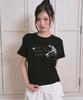 THE GREEN LAB Lettering Symbol Crop Short Sleeve T-Shirt [Black/Key]