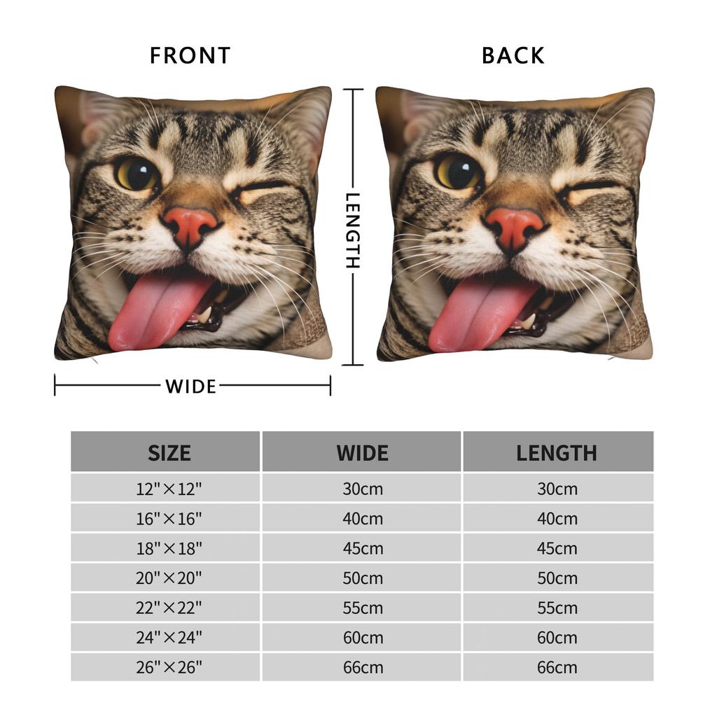 Tabby Cat Tongue Pillow Case Soft Pillow Cover For Sofa Bedroom Home Decor Vintage Pillowcases