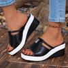 Square Toe Open Toe Platform Sandals Summer New Rhinestone Cutout Soft Sole Non-slip Wear-resistant Wedge Shoes