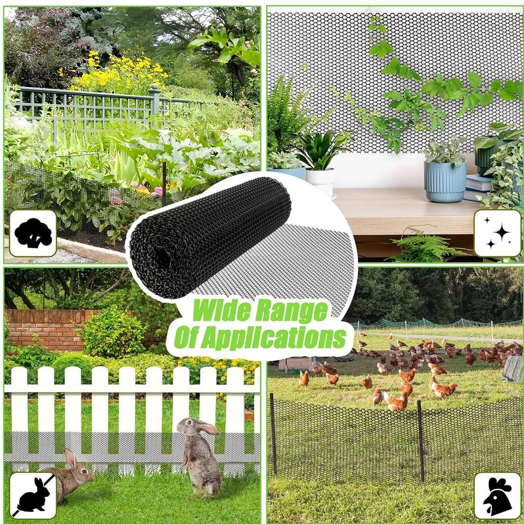 Garden Protection Net Plastic Poultry Chicken Wire Fencing Net Poultry Breeding with 50 Zip Ties Balcony Protection Mesh