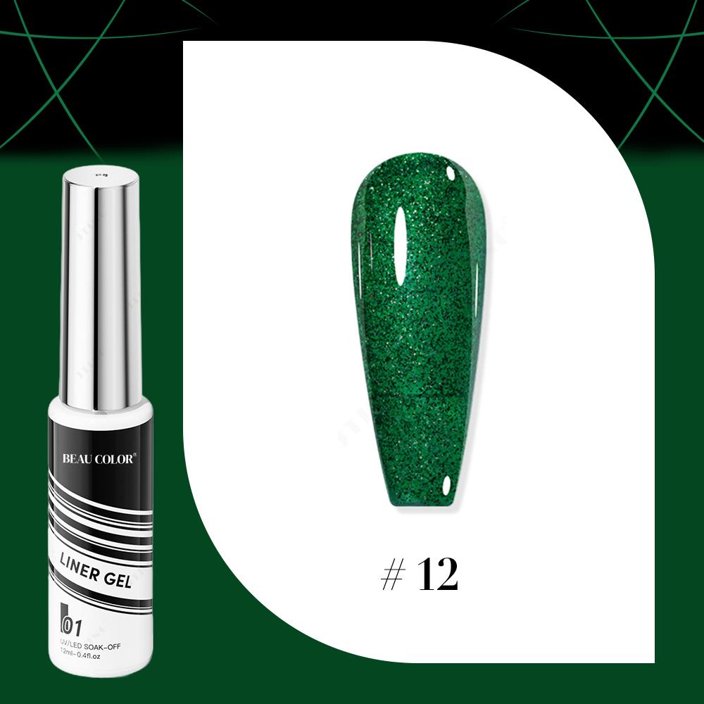 BEAU COLOR 1pcs 12ml 16colors Painting Liner Gel Polish Collection Semi-permanent Nail Art UV/LED Gel Polish