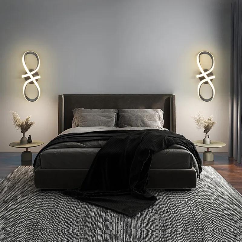 Modern LED Wall Lamp Nordic Gold Bedroom Bedside Wall Lights With Plug Wall Sconce For Minimalist Entryway Corridor Aisle Lights