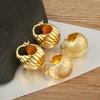 Nidin New Retro Unique Personality Stud Earrings For Women Female Hemisphere Shape Copper Ear Jewelry Engagement Wedding Gifts