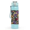 1PC Dark Rich Toned Floral Bouquet Print 750ml Color Plastic Sports Water Bottle Leakproof Flip Straw Lid Suitable for Sports Office Home Use