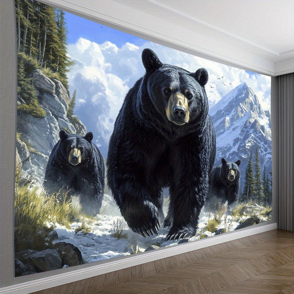 3D Black Bear Wall Tapestry, 1pc, Polyester, Vintage Style, No Feather, No Power Required, Perfect for Living Room, Bedroom, Off 100X70CM
