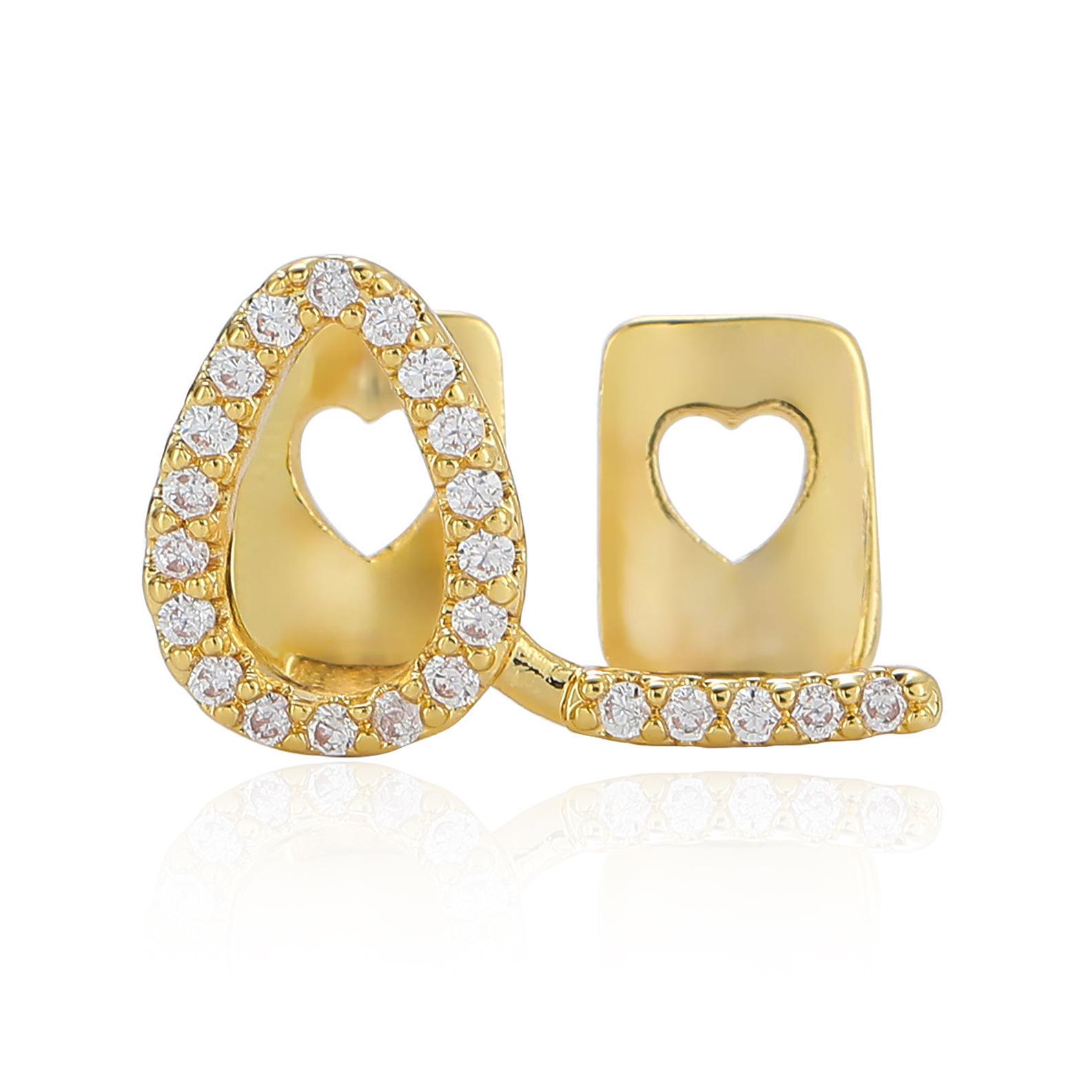 Полые двухцветные брекеты: Хип-хоп уличный аксессуар с золотым крутым сердцем и универсальным стилем