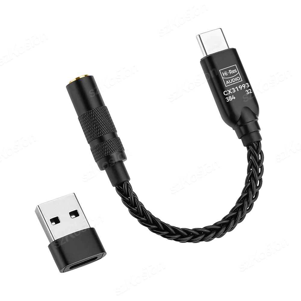 CX31993 DAC HiFi Headphone Amplifier Type C to 3.5mm Adapter 32b/384kHz Audio Decoder IEM AMP for iPhone15 Samsung ConverterGood product