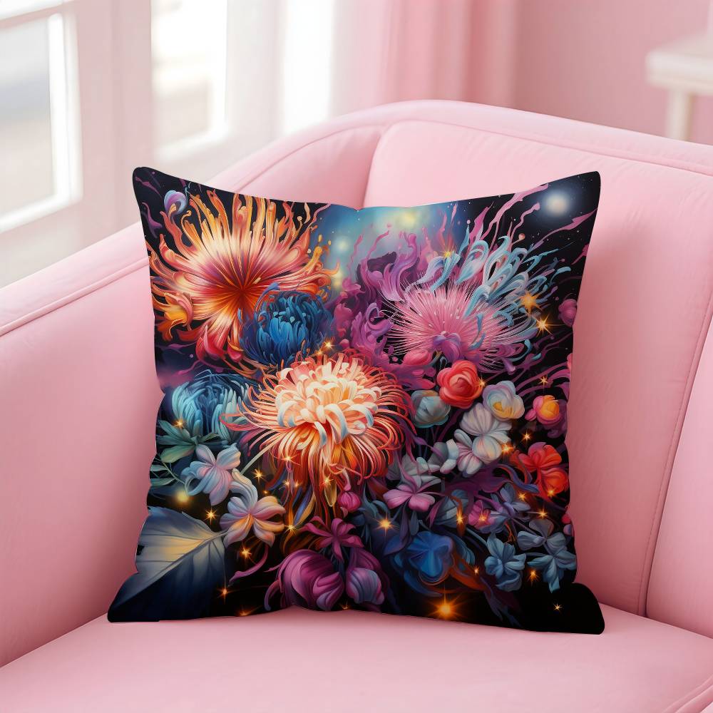 Stunning Colorful Floral Pillow Case Pattern Printing Pillowcase Living Room Sofa Cushion Cover Bedroom Room Decor