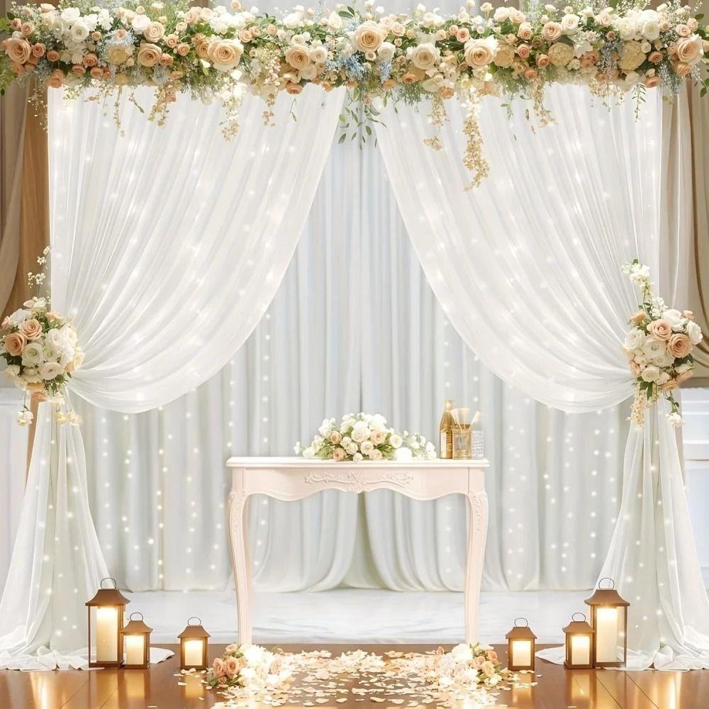 3meters Tulle Backdrop Curtains White Mesh Gauze Backdrop String Light Backdrop  Wedding Decoration