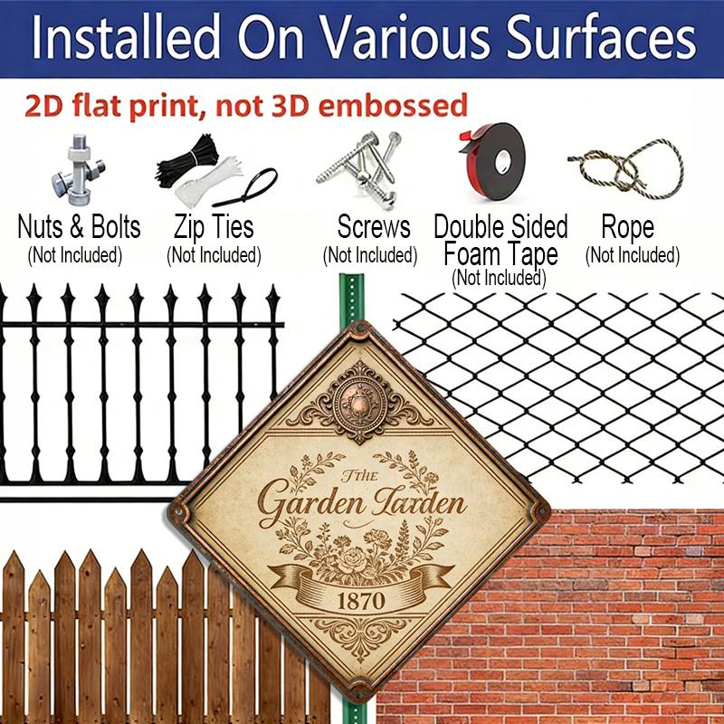 2D Flat 1pc, Vintage Garden Theme, Decorative Gift for Mother, Vintage Metal Aluminum Sign, Suitable for Garden, Living Room, Balcony, Sunroom, Study