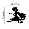 Iron Silhouette Wall Art Fairy Queen on Tree Garden Ornament Metal Sculpture Spring Decor
