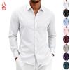 Mens Relaxed Fit Business Casual Long Sleeve Shirt Wrinkle Resistant For Spring Autumn Commute