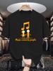 0412 MUSIC CONNECTS PEOPLE Summer Short-sleeved Unisex T-Shirts, Fashionable and Trendy Printed Bottoming Shirts, Male Teenagers' Spring and Summer