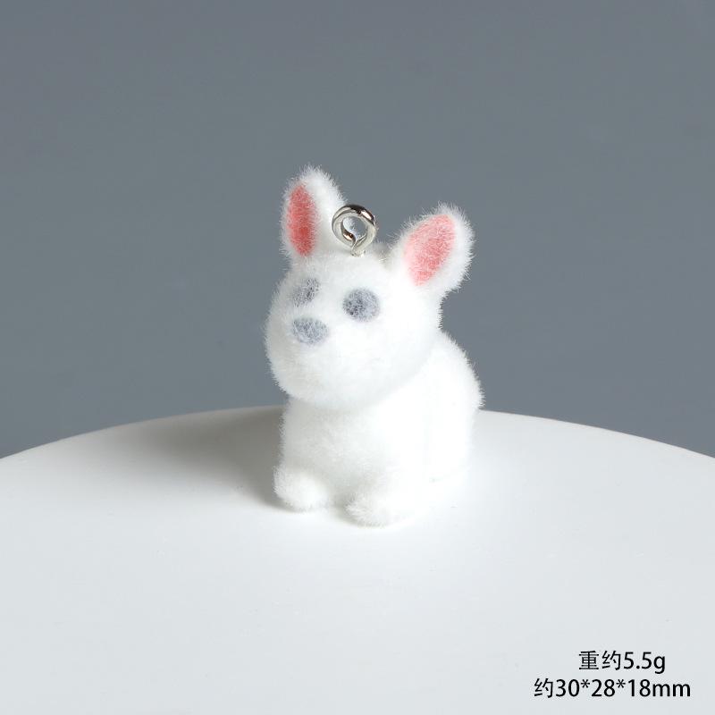 Cute Flocked 3D Dog Resin Figure Animal Statue Keychain Pendant for DIY Crafts Home Desk Decor Kawaii Gift Ideas