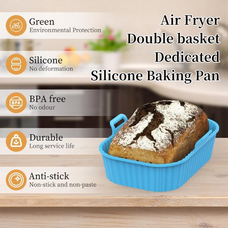 Rectangular/Round Air Fryer Pad NonStick Silicone Mat Reusable Air Fryer Accessories Silicone Material for Air Fryer