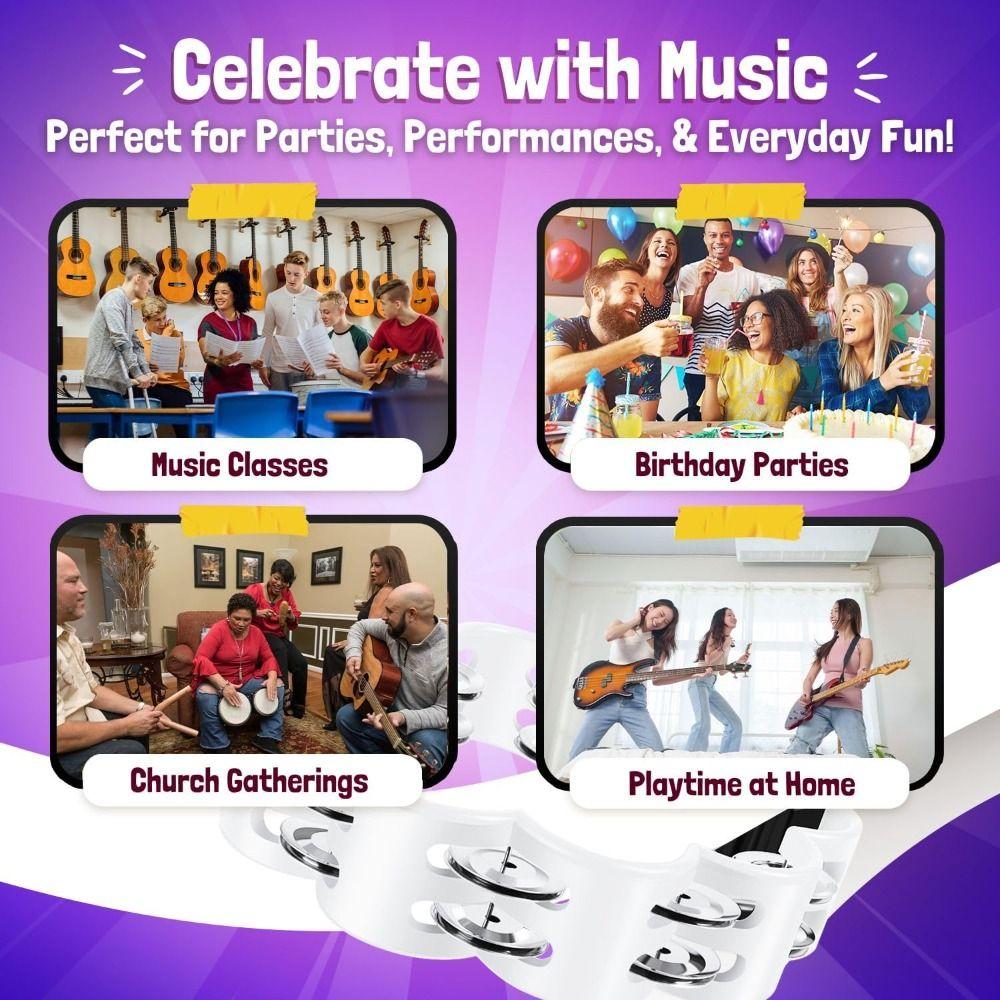 Pleasant Jingle Percussion Tambourine Handheld Hand Cranked Bell  Musical Rhythm Instrument