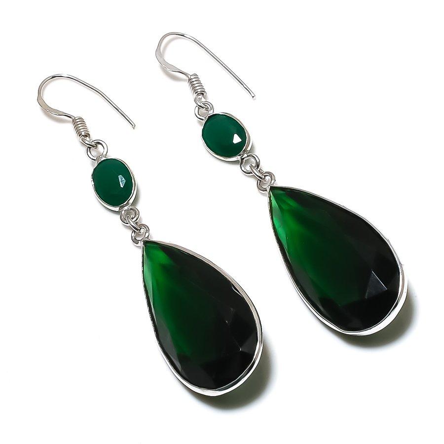 

Natural Chrome Diopside Gemstone 925 Sterling Silver Jewelry Earring 2.56 A9J64
