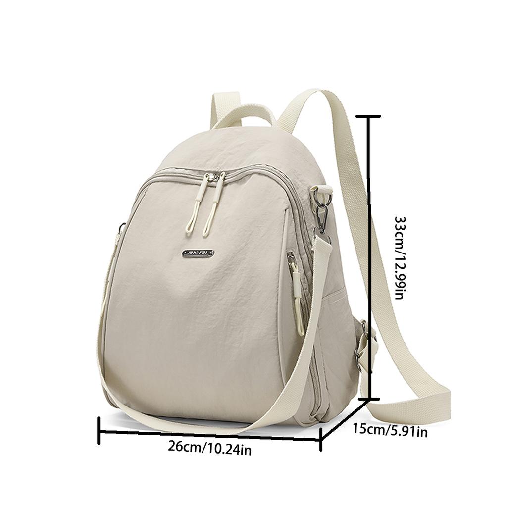 Minimalist Backpack For Women Large Capacity Nylon Adjustable Straps Hidden Anti-Theft Pocket Crossbody Bag For Daily Use