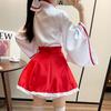Shrine Maiden Cosplay Red White X Red Demon Fox One Piece Japanese Style Kimono Lolita Long Sleeve Daily Moe Halloween Costume Costume Cute Adult Knee
