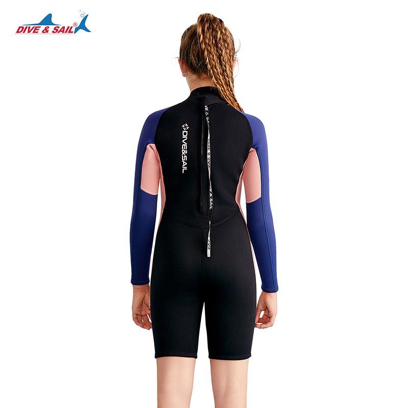 DIVESAIL 2.5mm Neoprene Wetsuit Girls Kids Snorkeling Diving Surfing Water Sports Full Body Thermal Protection