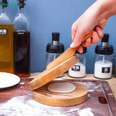 Manuelle Holz-Teigpresse für Teigtaschen, Runder Teigflachdrücker für Dumplings, Empanadas, Tortillas
