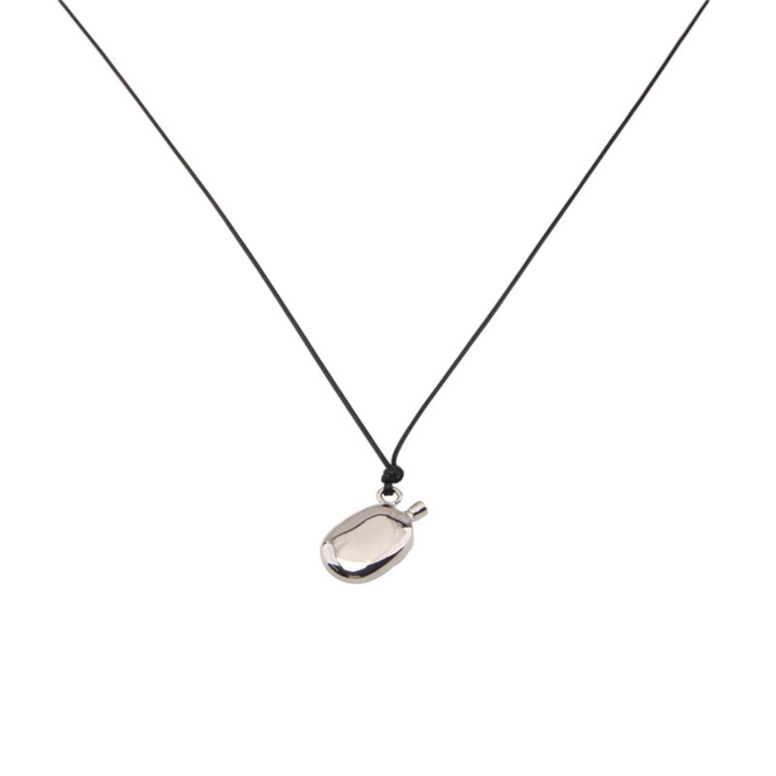 

Модное кожаное ожерелье-подвеска в виде винной фляги, регулируемая длина, кожаный шнурок, ожерелье с эффектной винной бутылкой серебряный