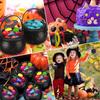 Oriental Halloween Decoration, ,a Set Of 3 Witch Pots, Bowls Shelves, Black Plastic Pots For Indoor And Outdoor Home Kitchen Decoration