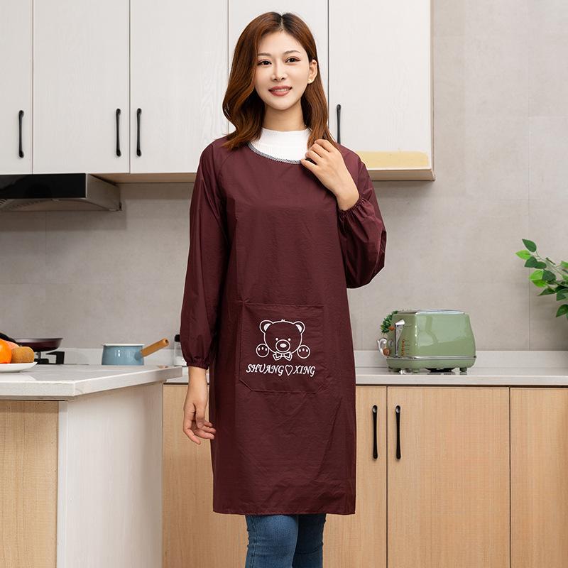 Reverse Smock Waterproof And Oil-Proof Long-Sleeved Apron Household Kitchen Work Men And Women