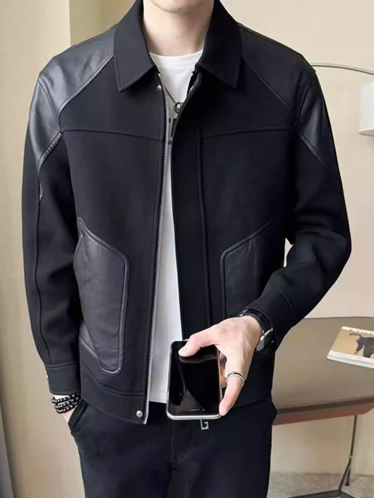 

Ruffian handsome splicing jacket jacket men s trendy brand lapel on clothes spring, autumn and winter 2025 new models S 80-47.5 kg